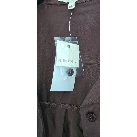 Ultra Flirt French Roast Button-Up Shirt Large Brown Fall Wovens - Picture 6 of 6